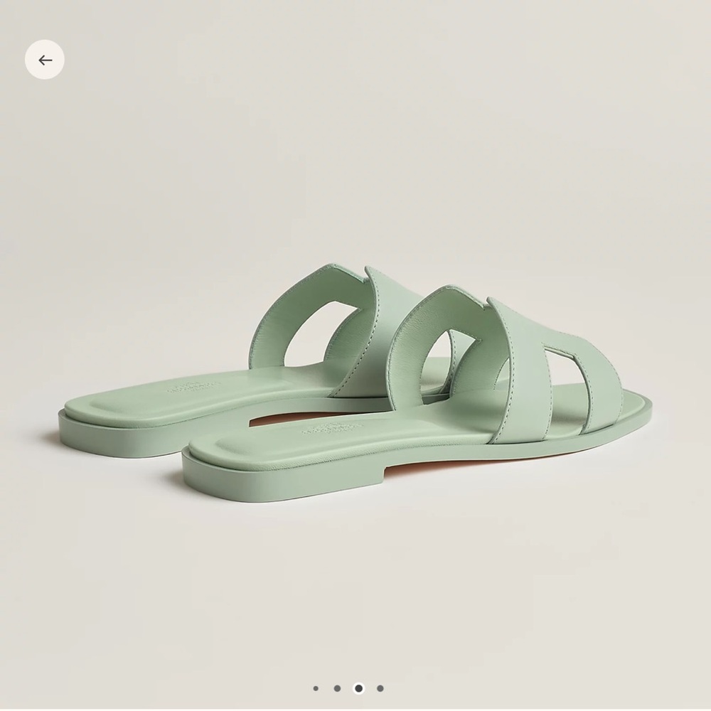 HERMES Oran Mint Green Slide Sandals 38.5 - Picture 3 of 11